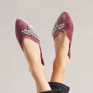 Birdies the Swan pink velvet with rhinestones 6.5